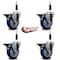 Service Caster 4'' Blue Poly Swivel 7/8'' Expanding Stem Caster Set with Brake, 4PK SCC-EX20S414-PPUB-BLUE-PLB-78-4 - alternate 4